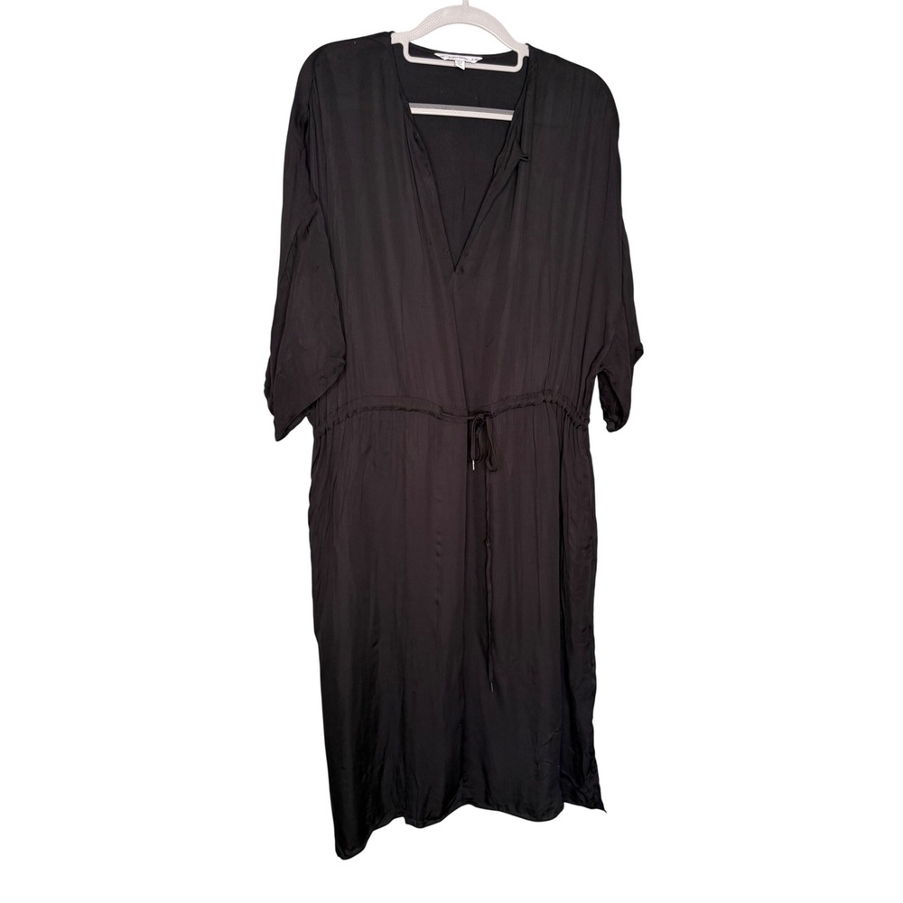 & other stories adjustable waist black deep v‎ neck dress